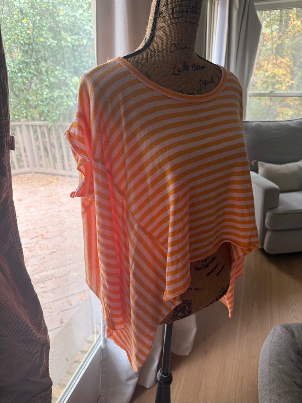 We The Free Orange and light pink Striped Crop Top